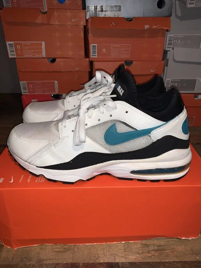 NIKE AIR MAX 93 WHITE AQUA SIZE 12