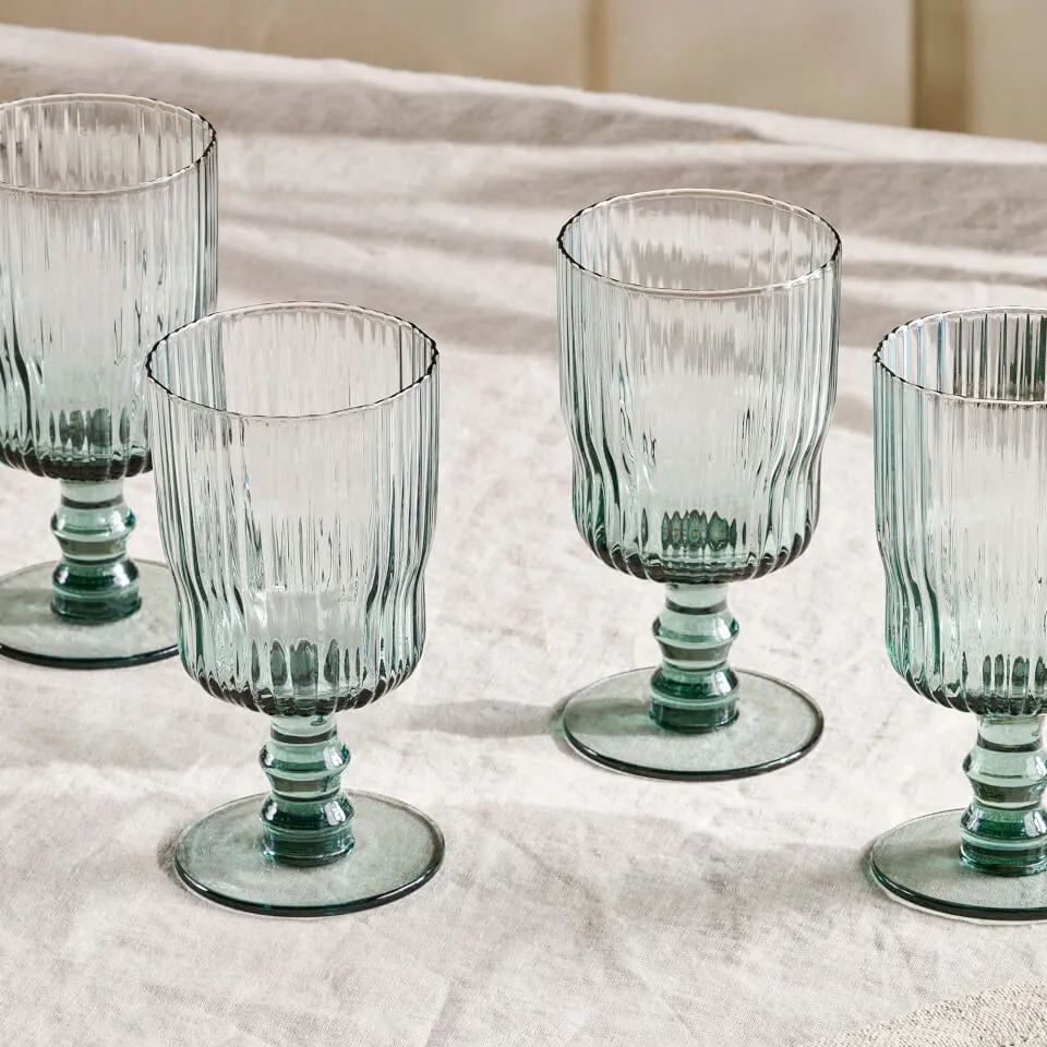 Nkuku Fali Wine Glass - Blue - Set of 4 | Coggles