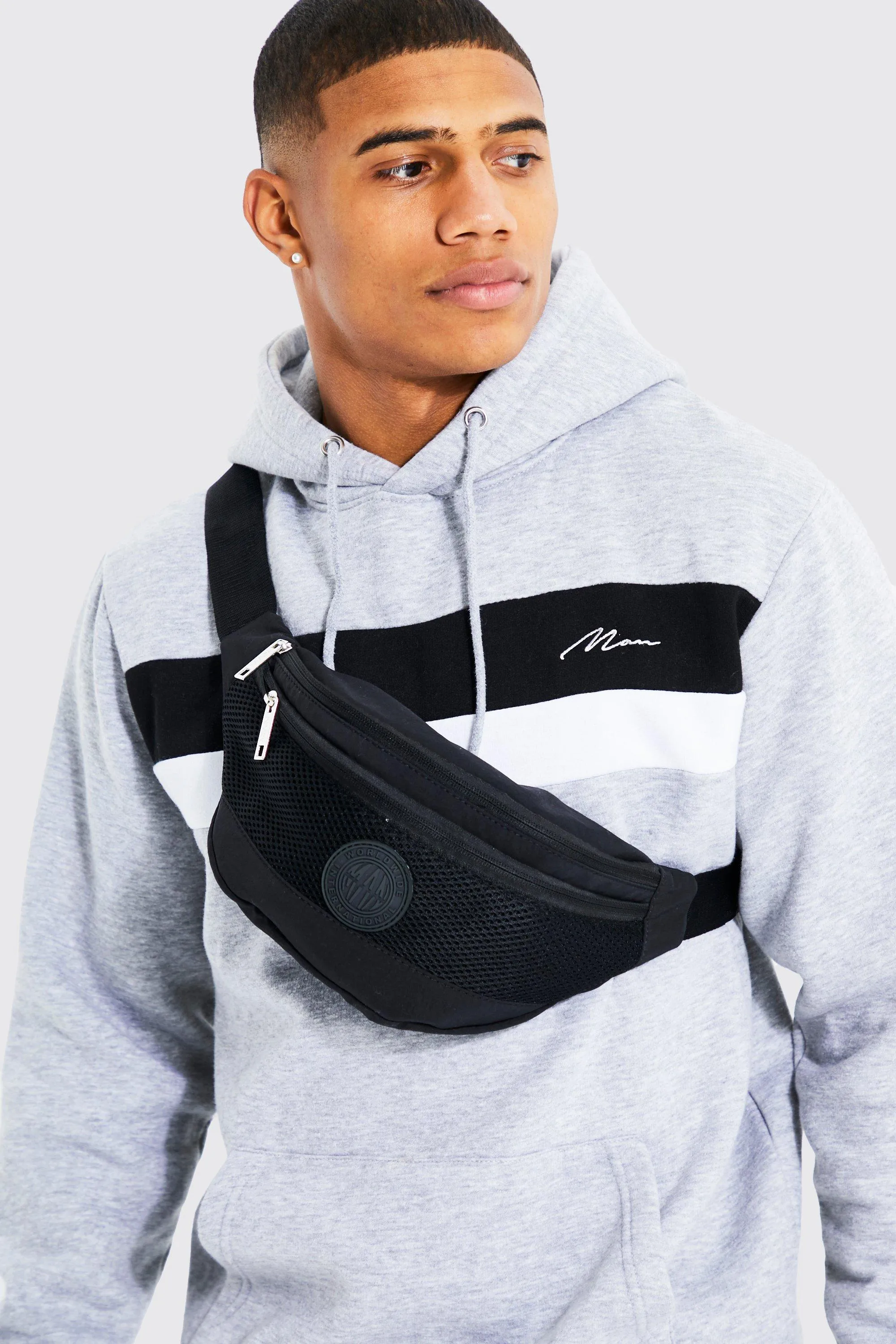 Nylon Mesh Cross Body Bag | boohooMAN UK