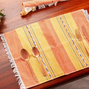 Oaxaca Sunset Zapotec Orange and Yellow Hand-Loomed Placemats (Set of 4)