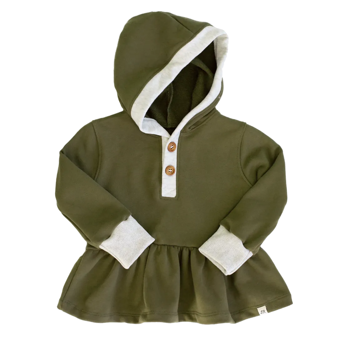 Olive Button Peplum Hoodie