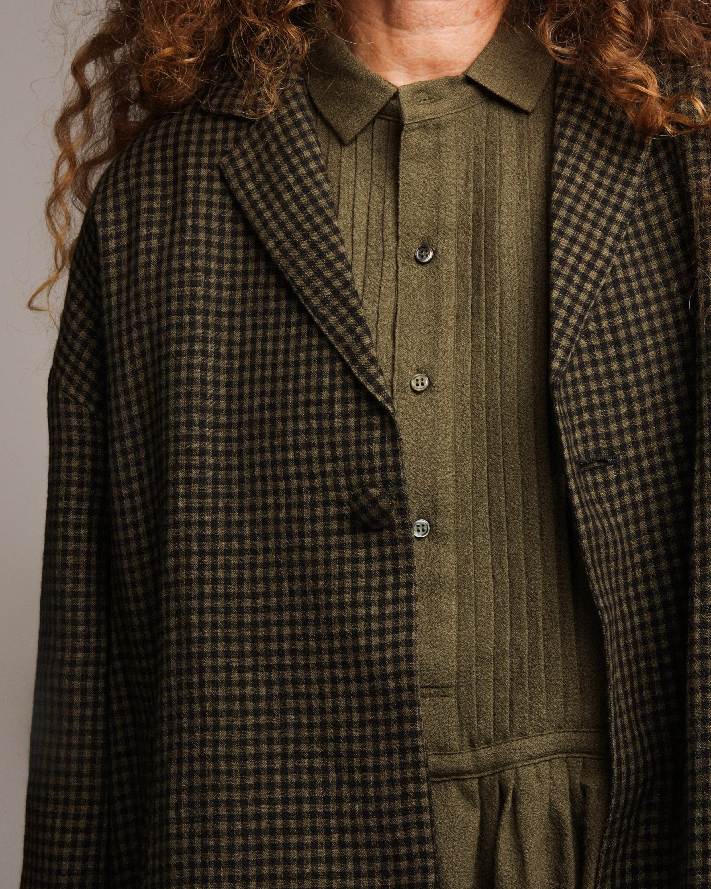 Olive Gingham Jacket