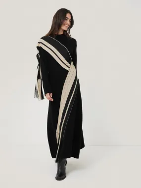 Opera Scarf Knitted Dress | Black