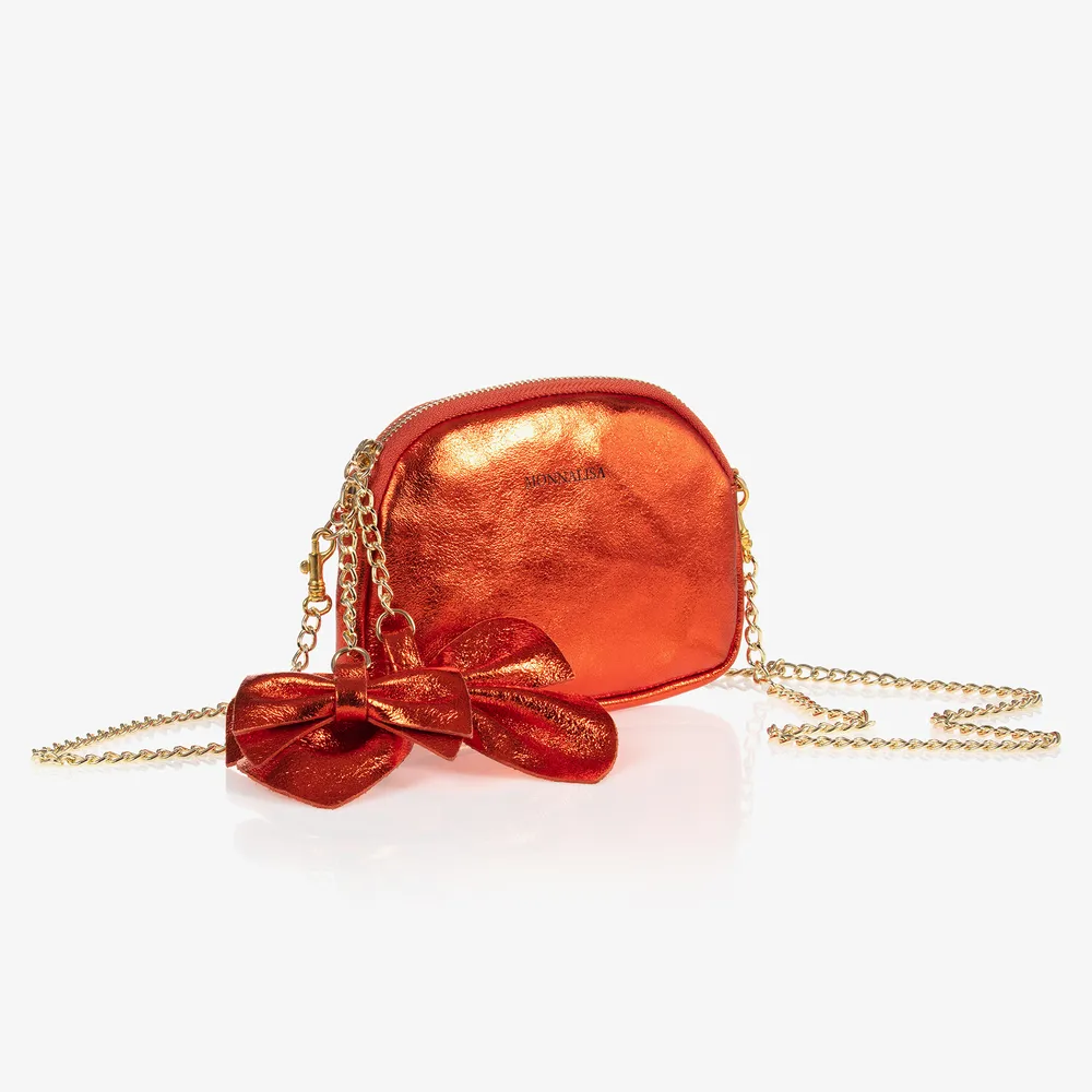 Orange Leather Bow Bag (17cm)