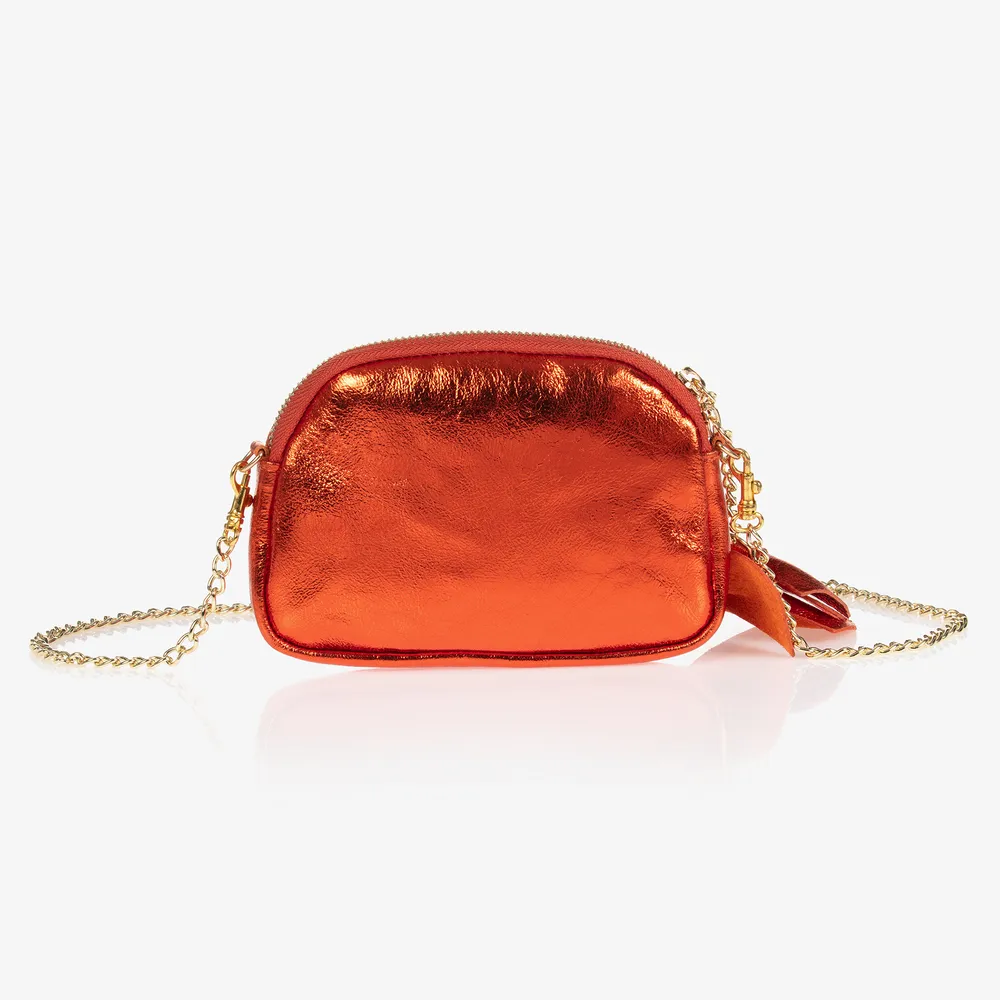 Orange Leather Bow Bag (17cm)