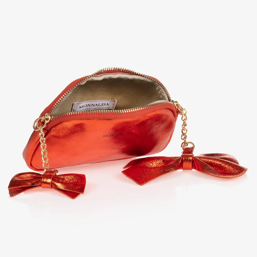 Orange Leather Bow Bag (17cm)