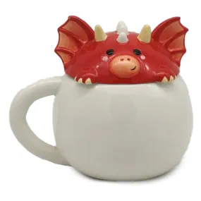 Peeping Lid Ceramic Lidded Animal Mug - Welsh Dragon LMUG08