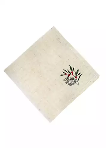 Peggy Wilkins Guinevere Festive Foliage Embroidered Linen Blend Set of 4 Napkins | Kaleidoscope