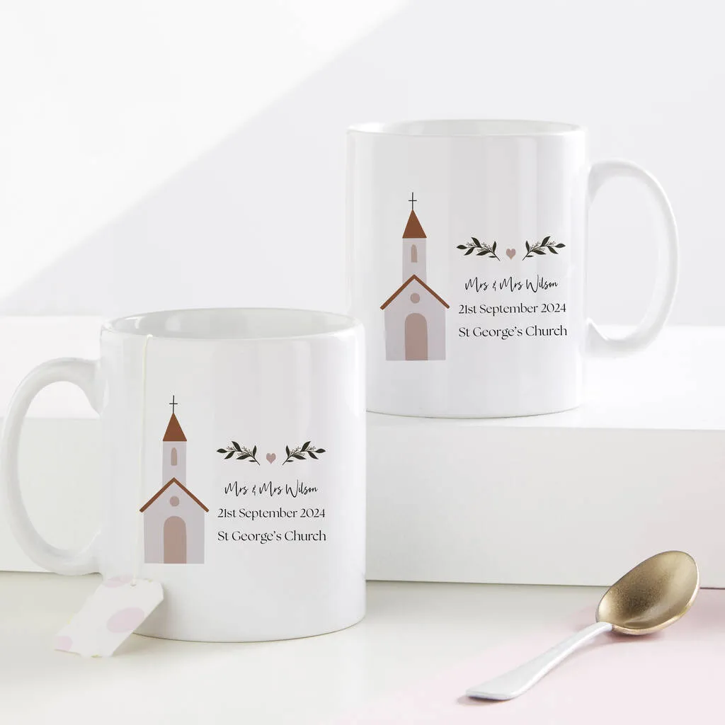 Personalised Wedding Mug Set, White