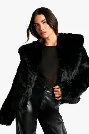 Petite Oversized Collar Faux Fur Jacket