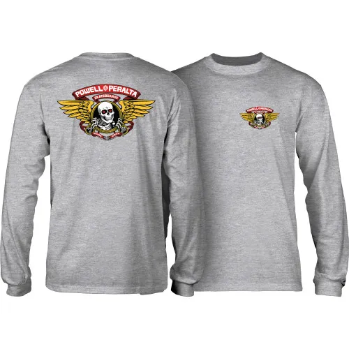 Powell Peralta Skateboard Long Sleeve Shirt Winged Ripper Sport Grey