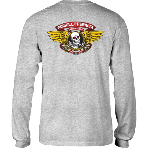 Powell Peralta Skateboard Long Sleeve Shirt Winged Ripper Sport Grey