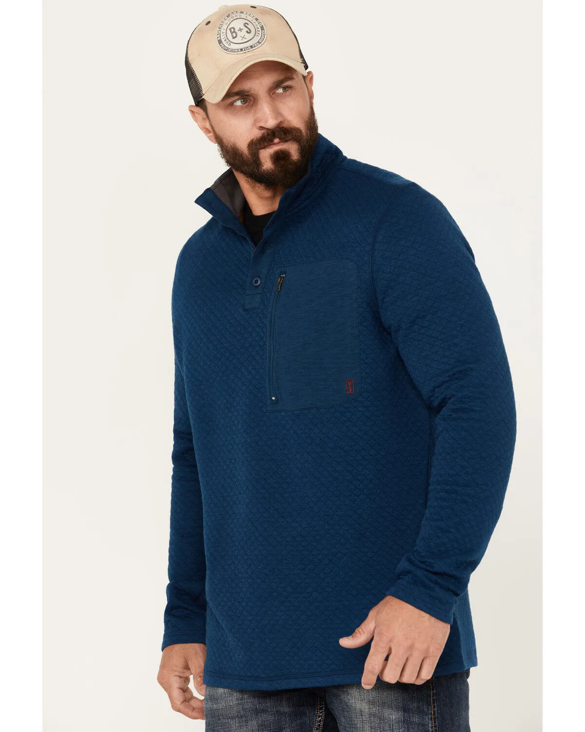 Product Name:  Brothers and Sons Men's Quilted Button Mock Pullover