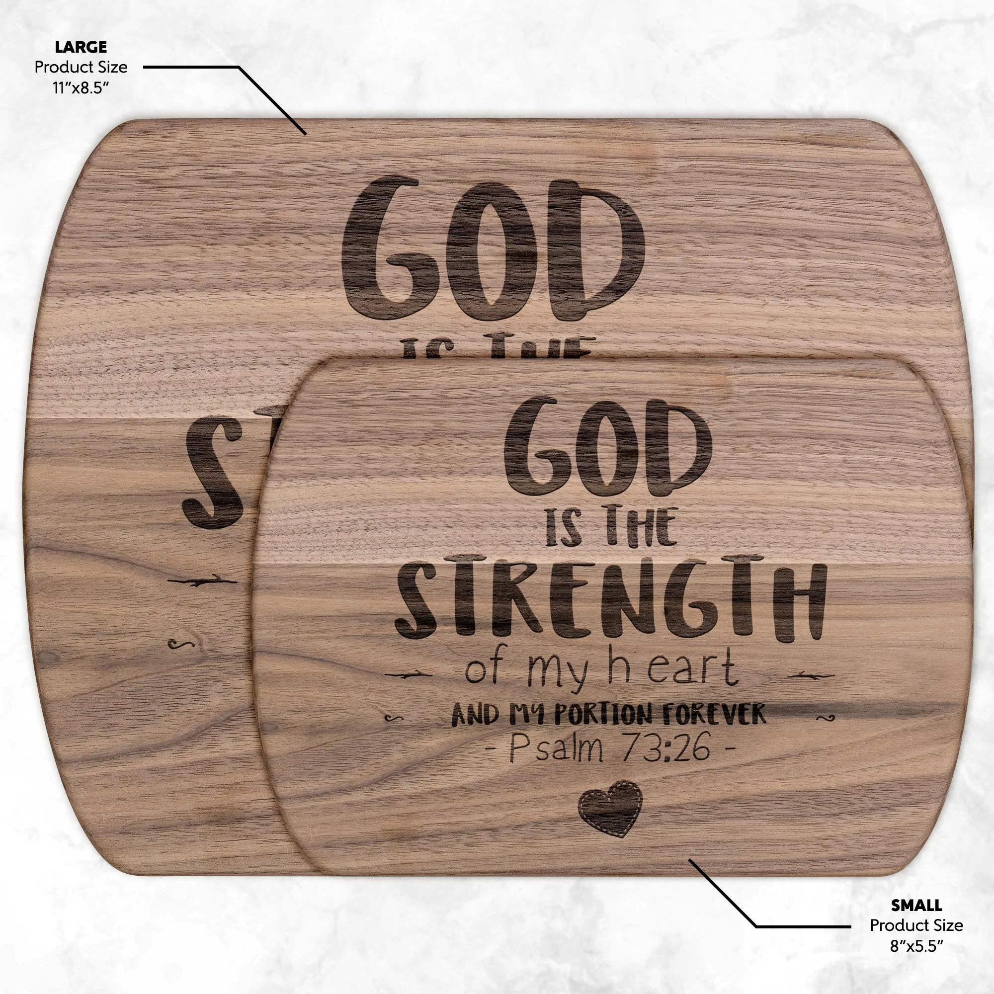 Products Bible Verse Hardwood Oval Cutting Board - God Is The Strength Of My Heart ~Psalm 73:26~ Design 12