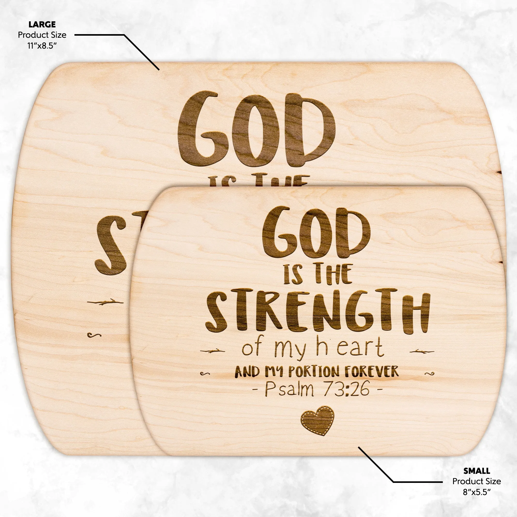 Products Bible Verse Hardwood Oval Cutting Board - God Is The Strength Of My Heart ~Psalm 73:26~ Design 12