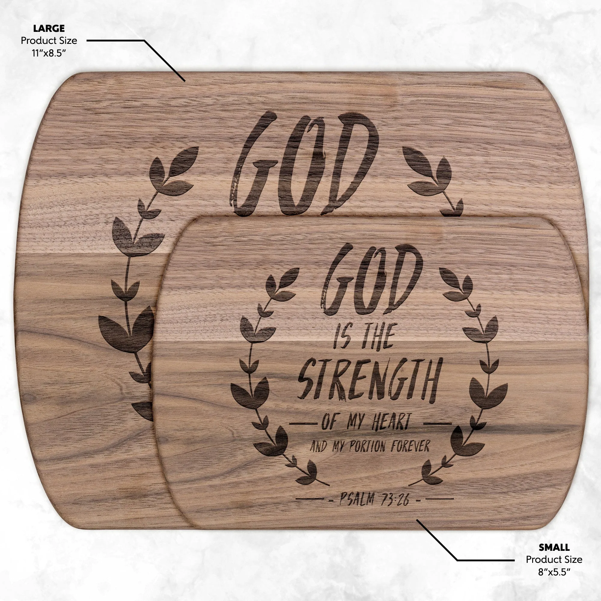 Products Bible Verse Hardwood Oval Cutting Board - God Is The Strength Of My Heart ~Psalm 73:26~ Design 14