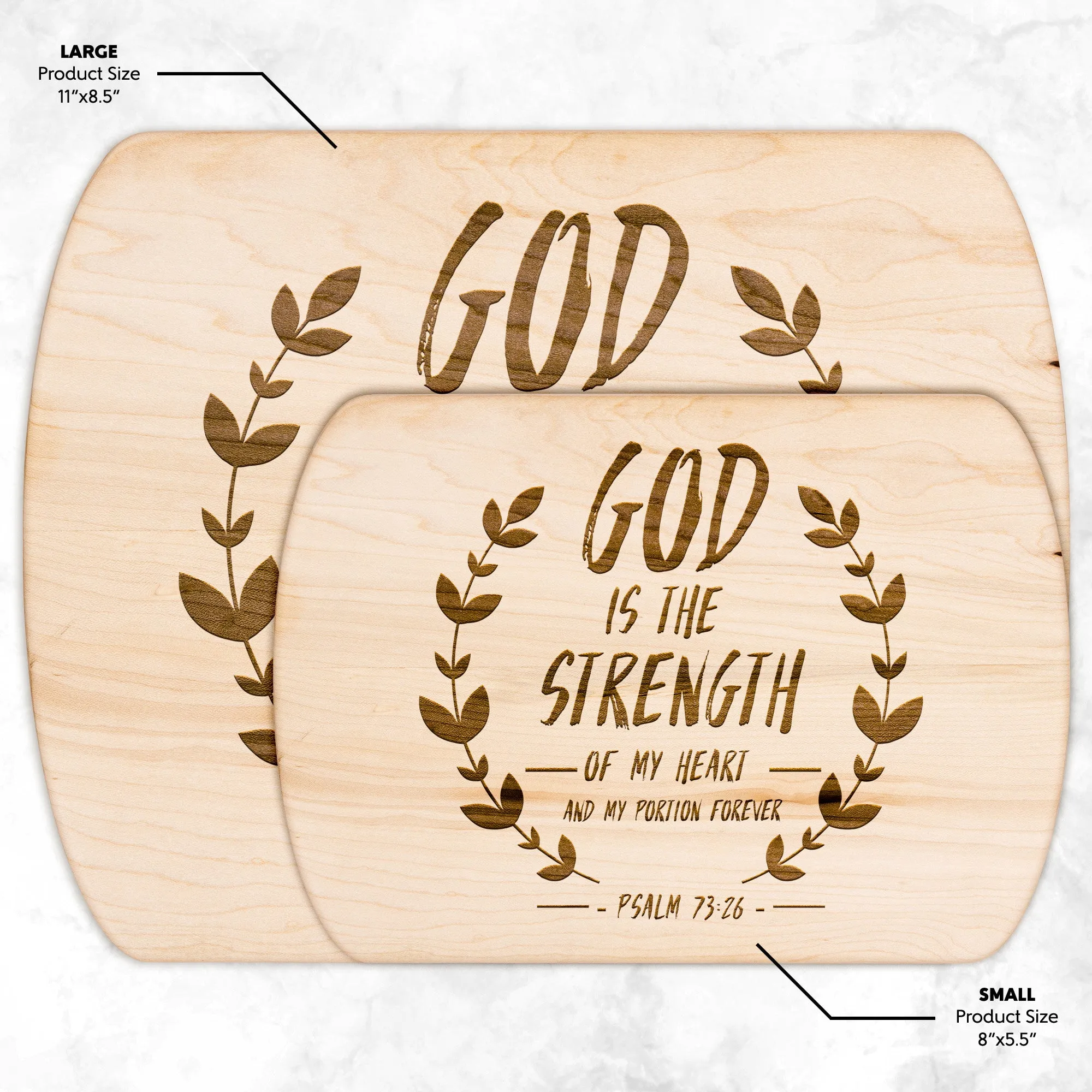 Products Bible Verse Hardwood Oval Cutting Board - God Is The Strength Of My Heart ~Psalm 73:26~ Design 14