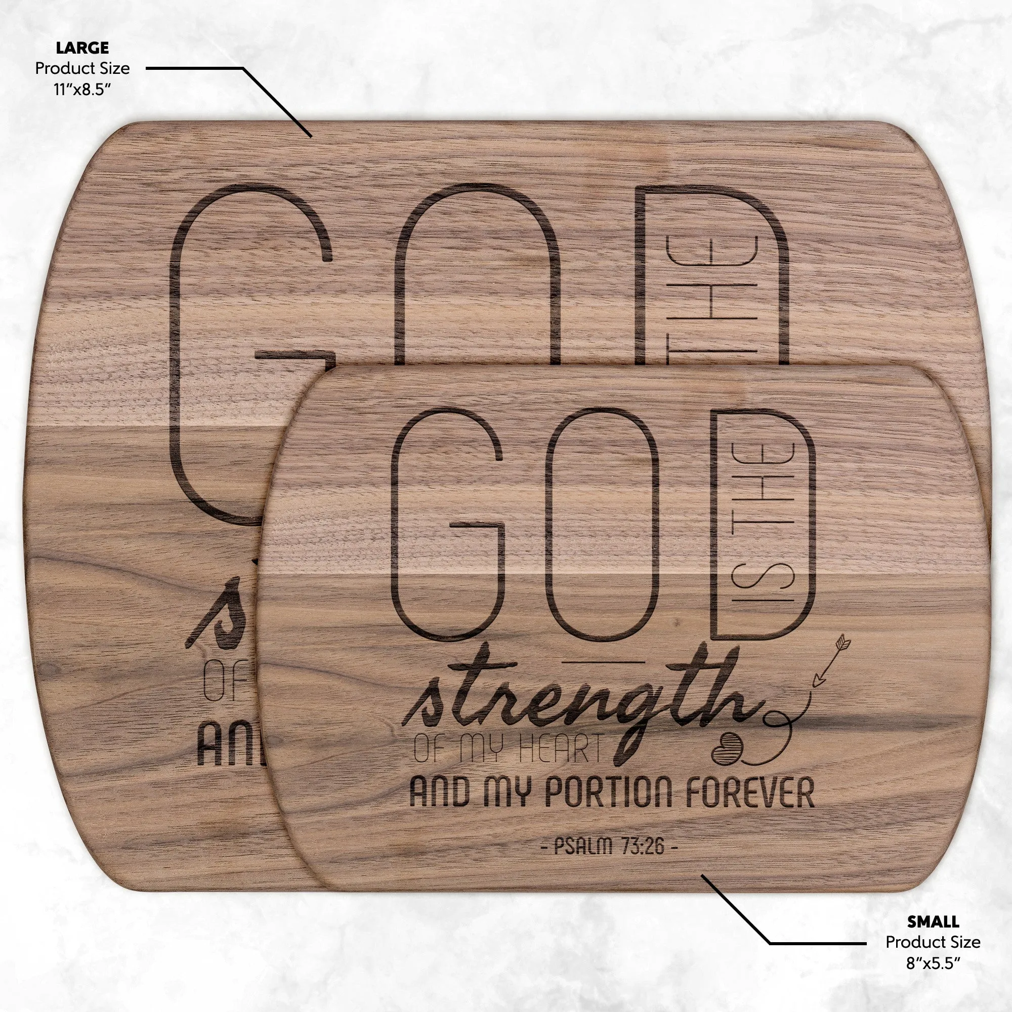 Products Bible Verse Hardwood Oval Cutting Board - God Is The Strength Of My Heart ~Psalm 73:26~ Design 18