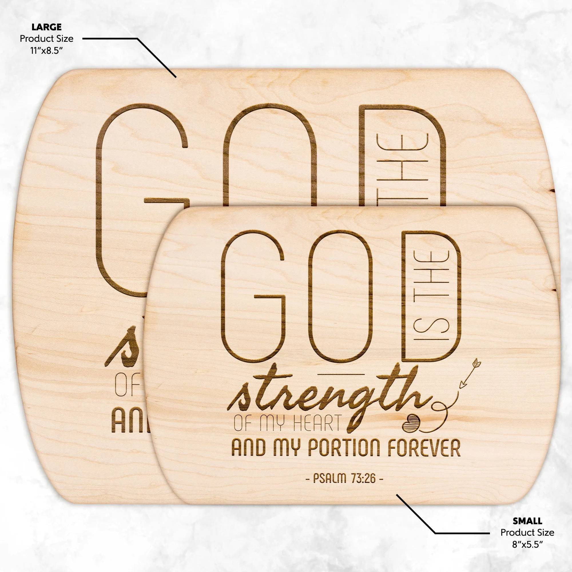 Products Bible Verse Hardwood Oval Cutting Board - God Is The Strength Of My Heart ~Psalm 73:26~ Design 18