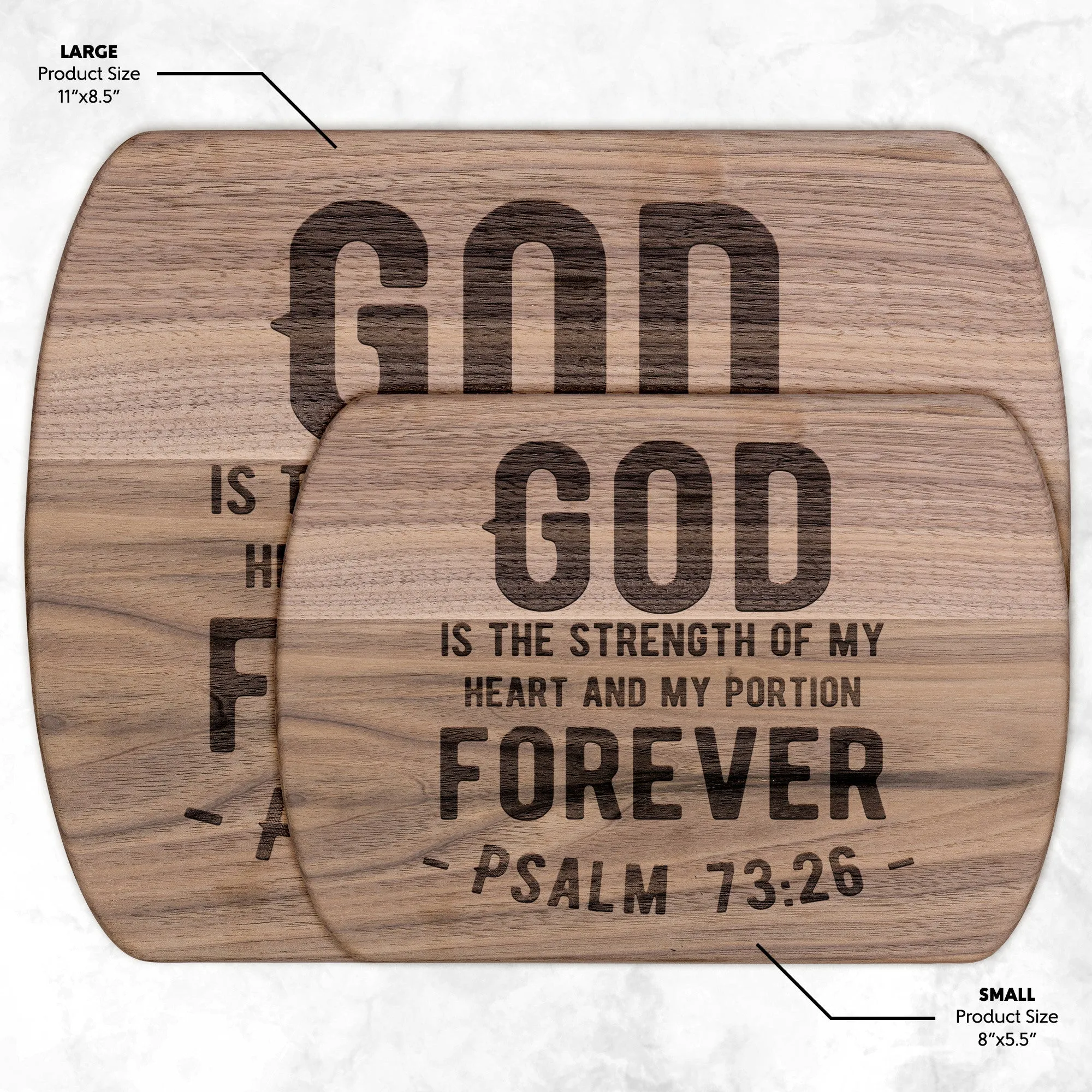 Products Bible Verse Hardwood Oval Cutting Board - God Is The Strength Of My Heart ~Psalm 73:26~ Design 1