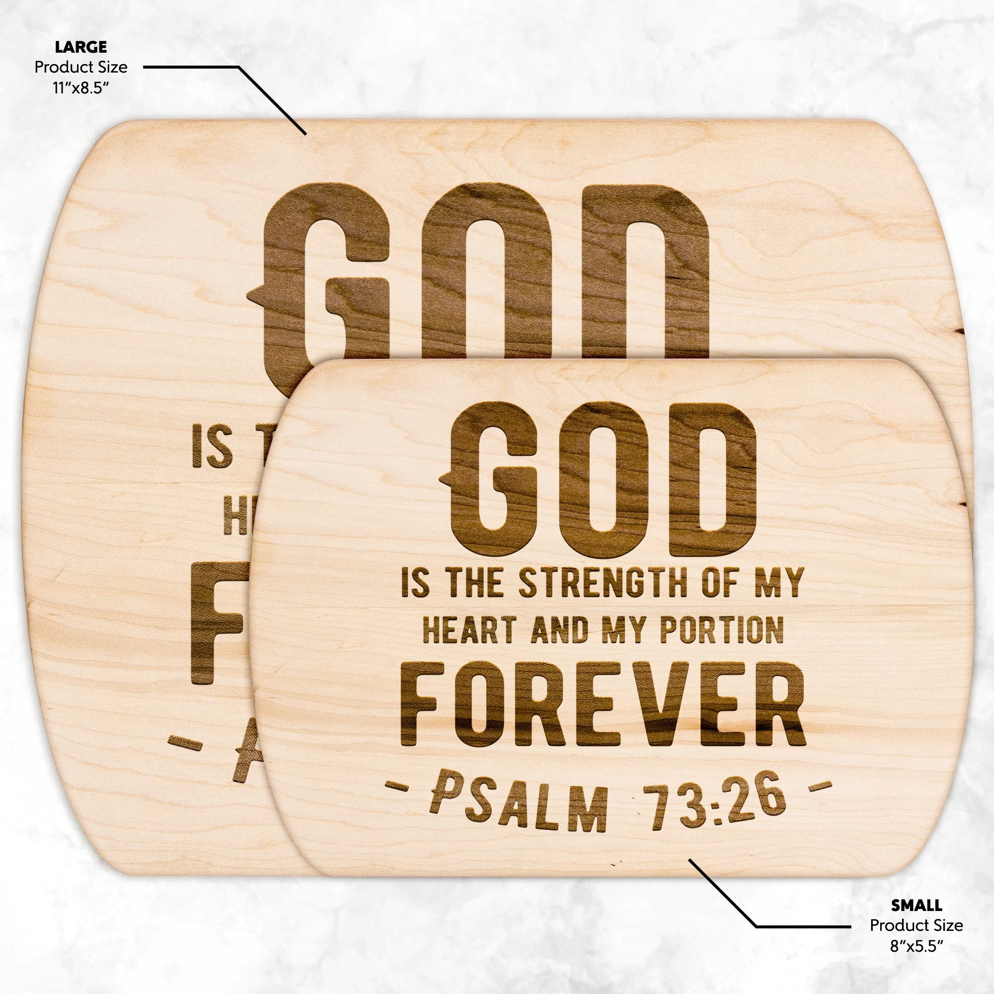 Products Bible Verse Hardwood Oval Cutting Board - God Is The Strength Of My Heart ~Psalm 73:26~ Design 1