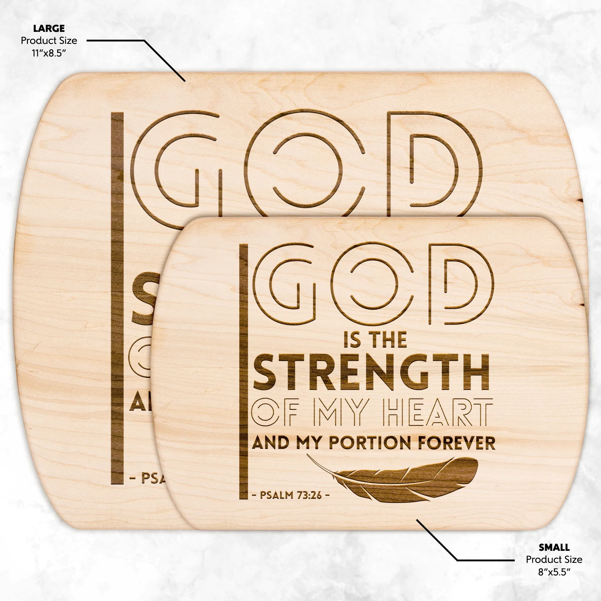 Products Bible Verse Hardwood Oval Cutting Board - God Is The Strength Of My Heart ~Psalm 73:26~ Design 20