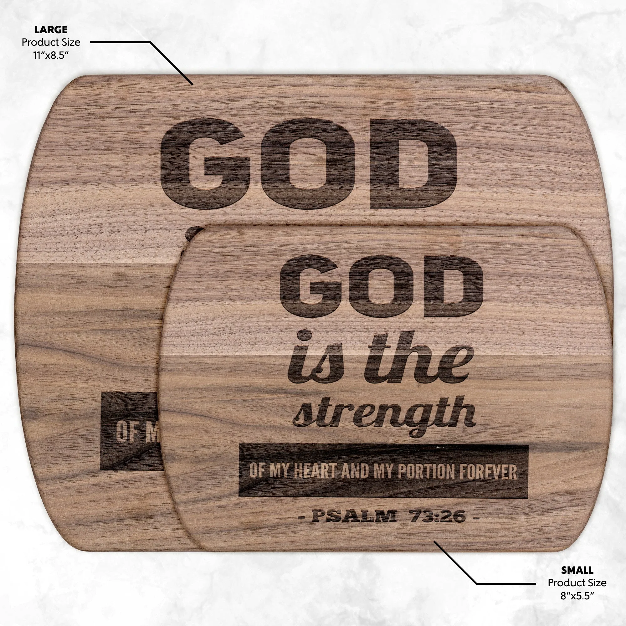 Products Bible Verse Hardwood Oval Cutting Board - God Is The Strength Of My Heart ~Psalm 73:26~ Design 2