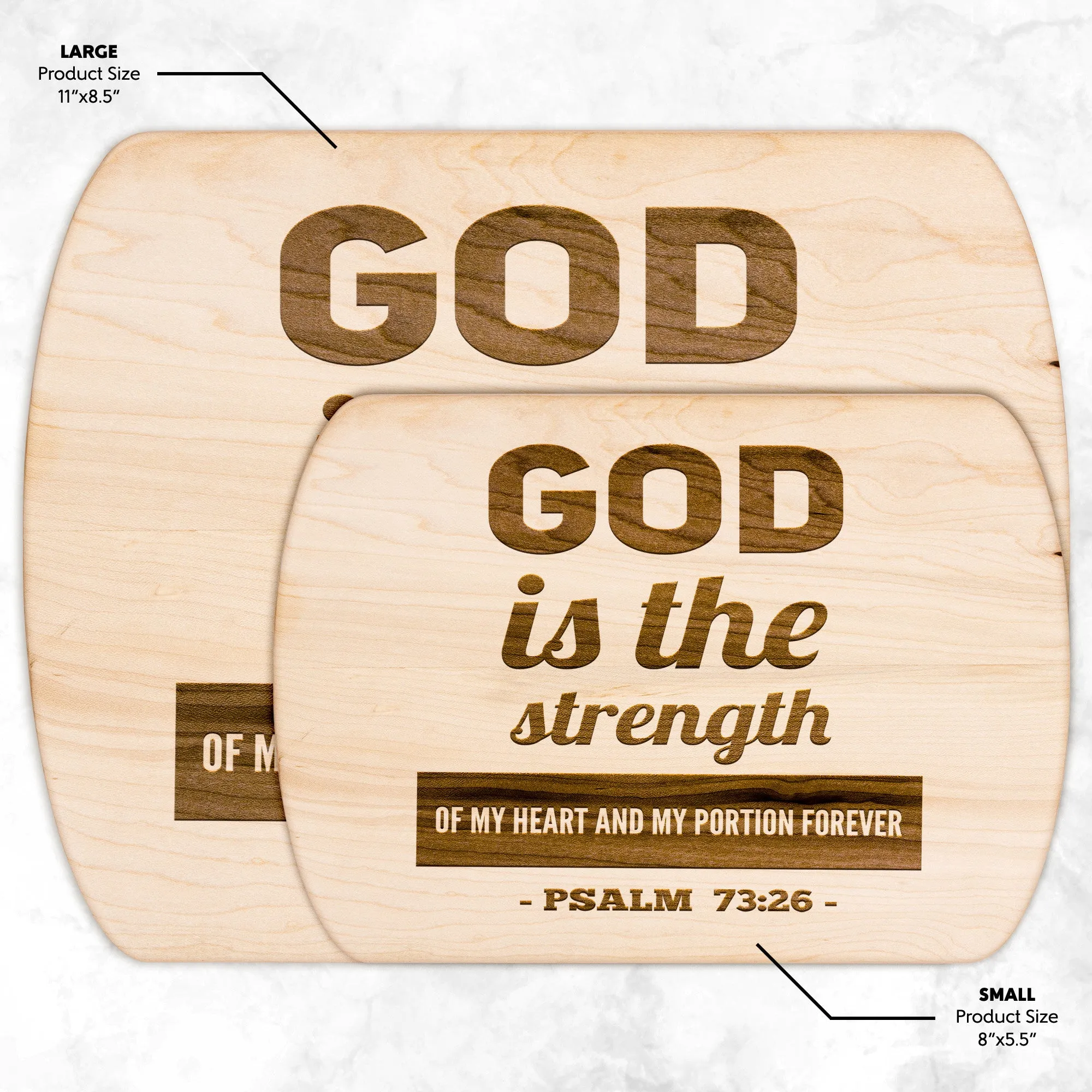 Products Bible Verse Hardwood Oval Cutting Board - God Is The Strength Of My Heart ~Psalm 73:26~ Design 2