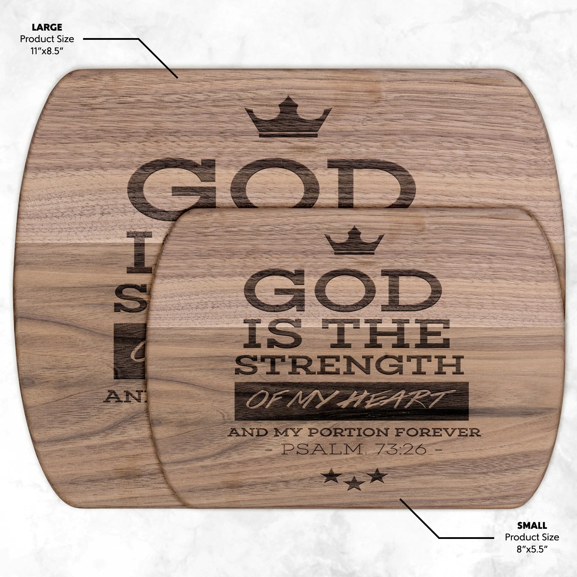 Products Bible Verse Hardwood Oval Cutting Board - God Is The Strength Of My Heart ~Psalm 73:26~ Design 8