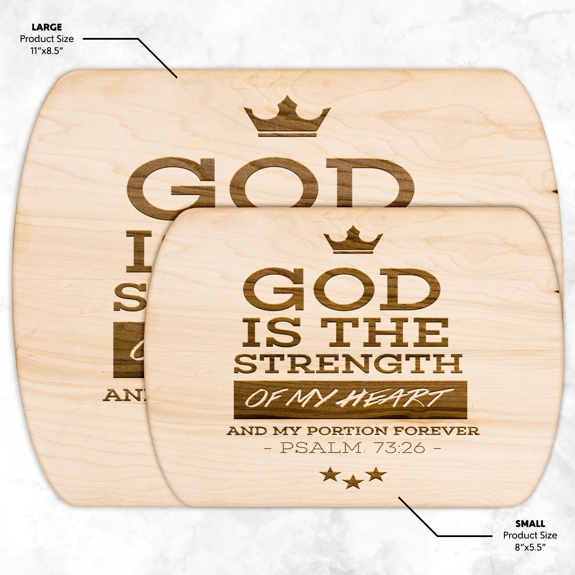 Products Bible Verse Hardwood Oval Cutting Board - God Is The Strength Of My Heart ~Psalm 73:26~ Design 8