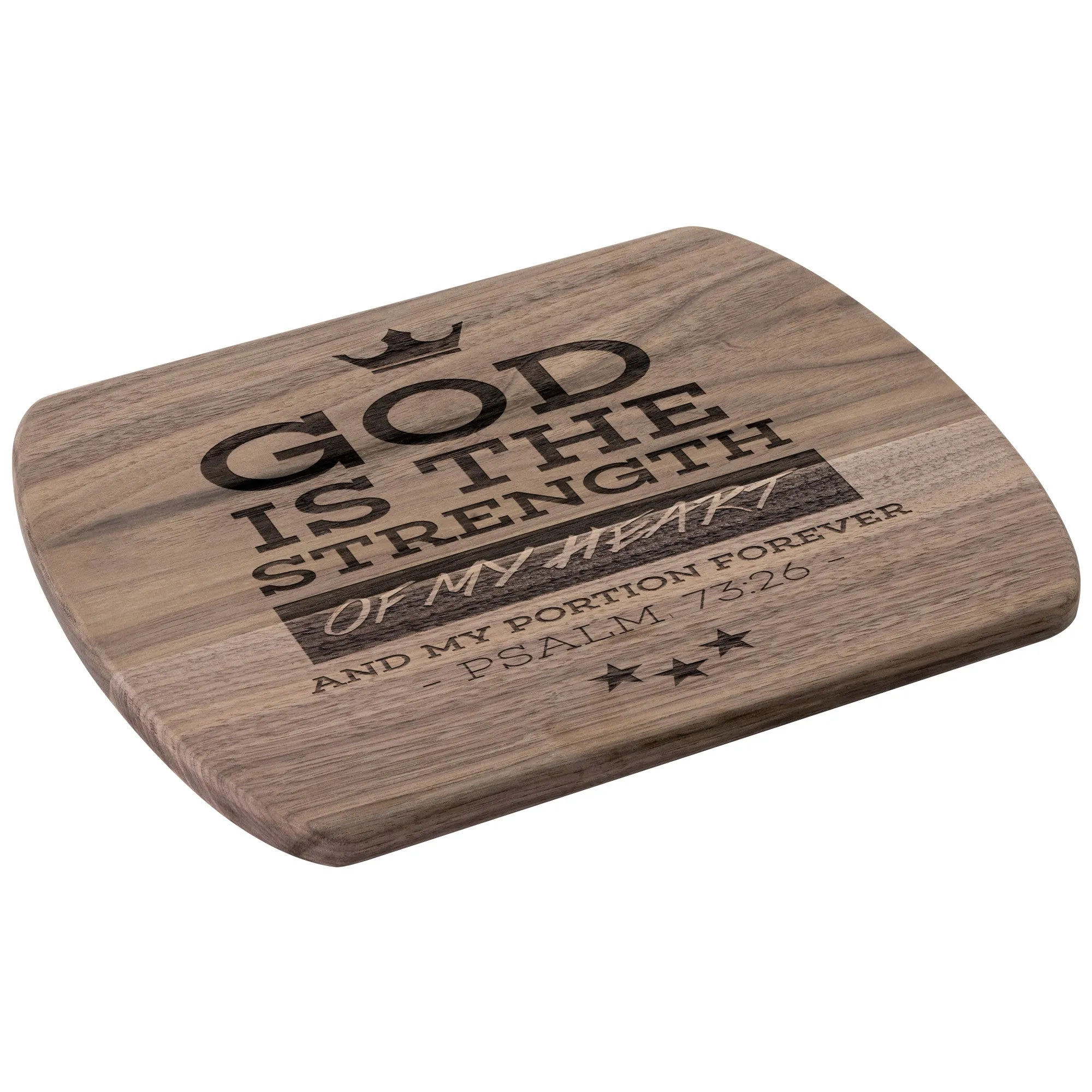 Products Bible Verse Hardwood Oval Cutting Board - God Is The Strength Of My Heart ~Psalm 73:26~ Design 8