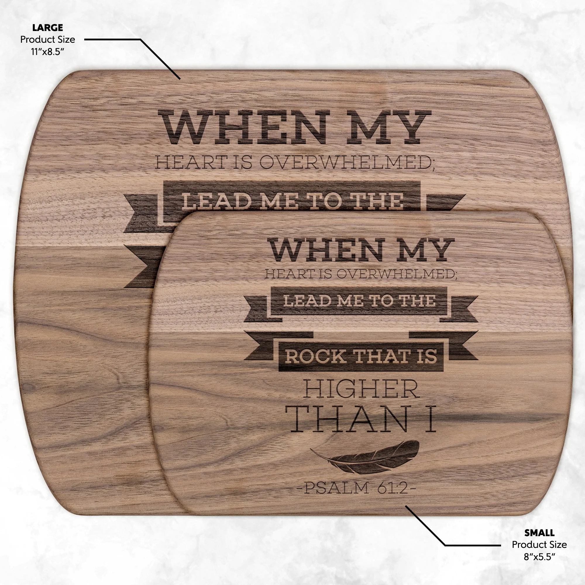 Products Bible Verse Hardwood Oval Cutting Board - Lead Me To The Rock ~Psalm 61:2~ Design 13