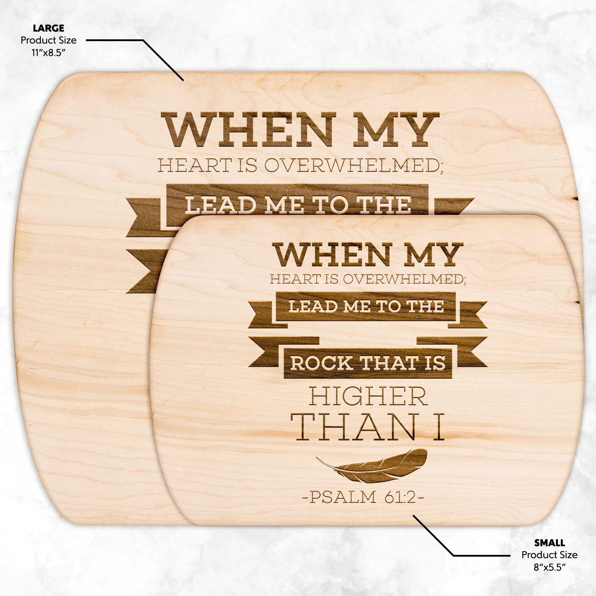 Products Bible Verse Hardwood Oval Cutting Board - Lead Me To The Rock ~Psalm 61:2~ Design 13