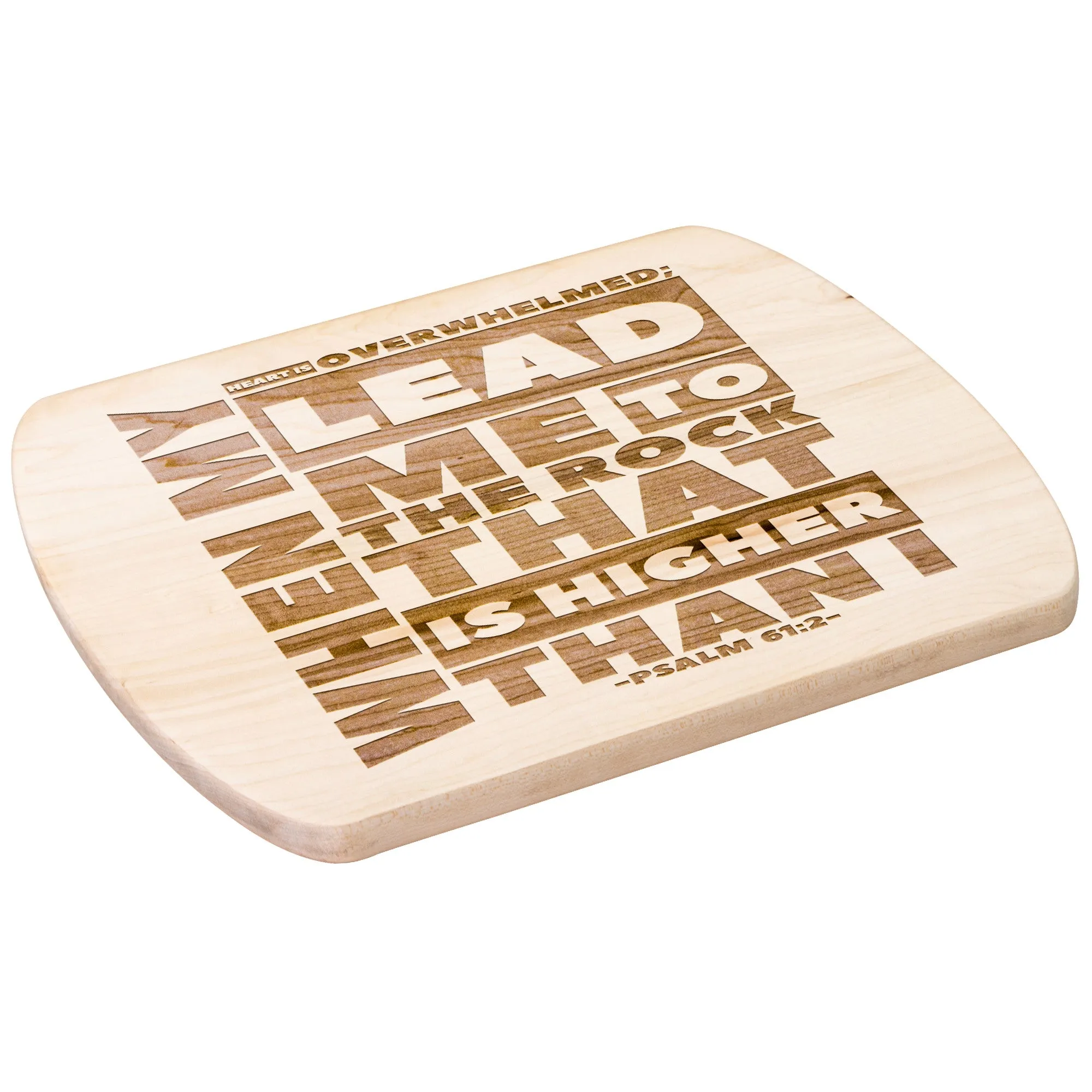 Products Bible Verse Hardwood Oval Cutting Board - Lead Me To The Rock ~Psalm 61:2~ Design 20