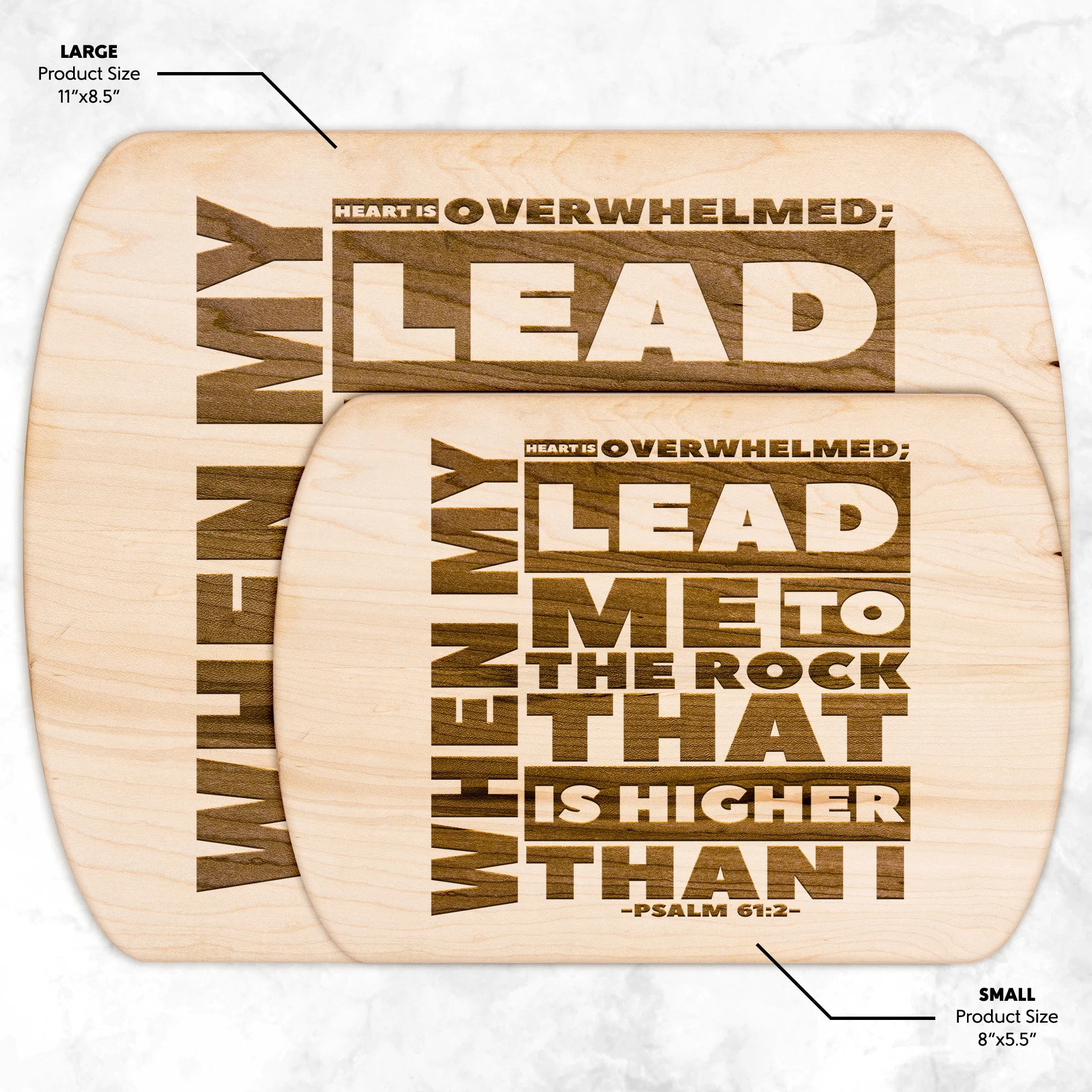 Products Bible Verse Hardwood Oval Cutting Board - Lead Me To The Rock ~Psalm 61:2~ Design 20