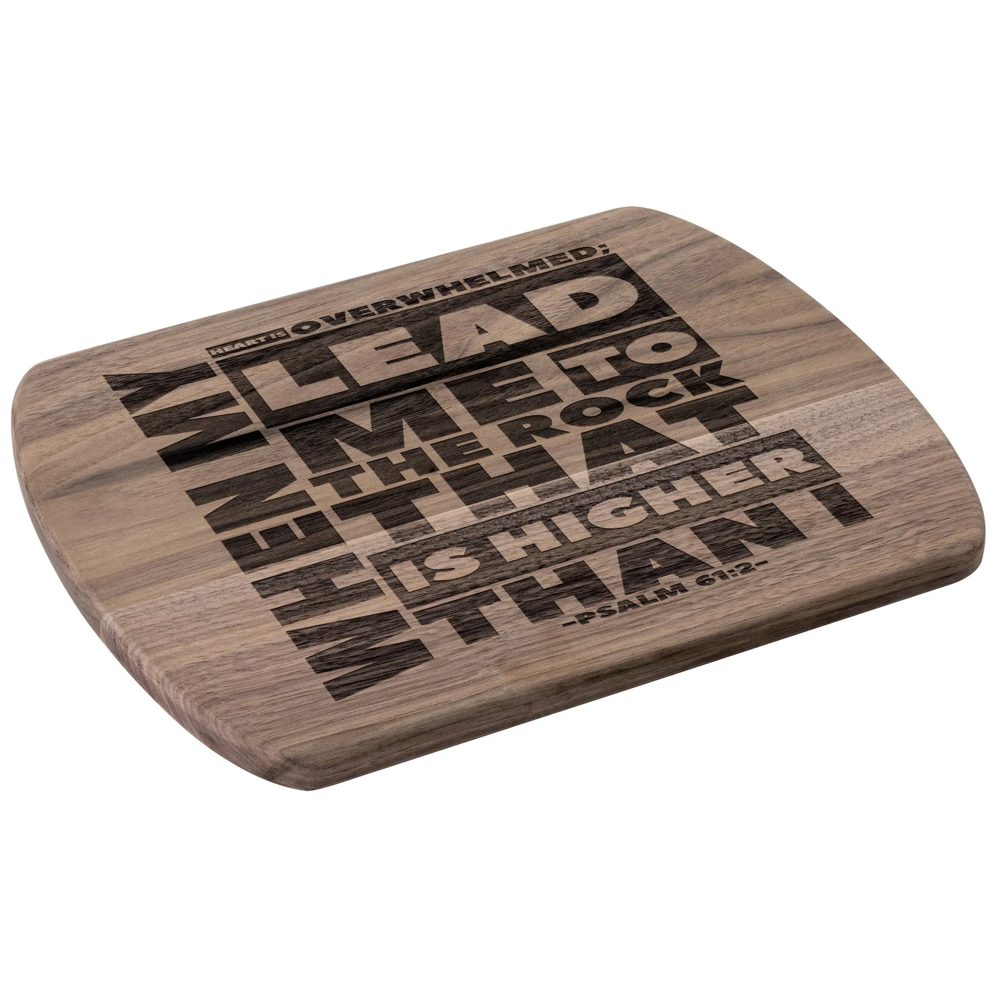 Products Bible Verse Hardwood Oval Cutting Board - Lead Me To The Rock ~Psalm 61:2~ Design 20