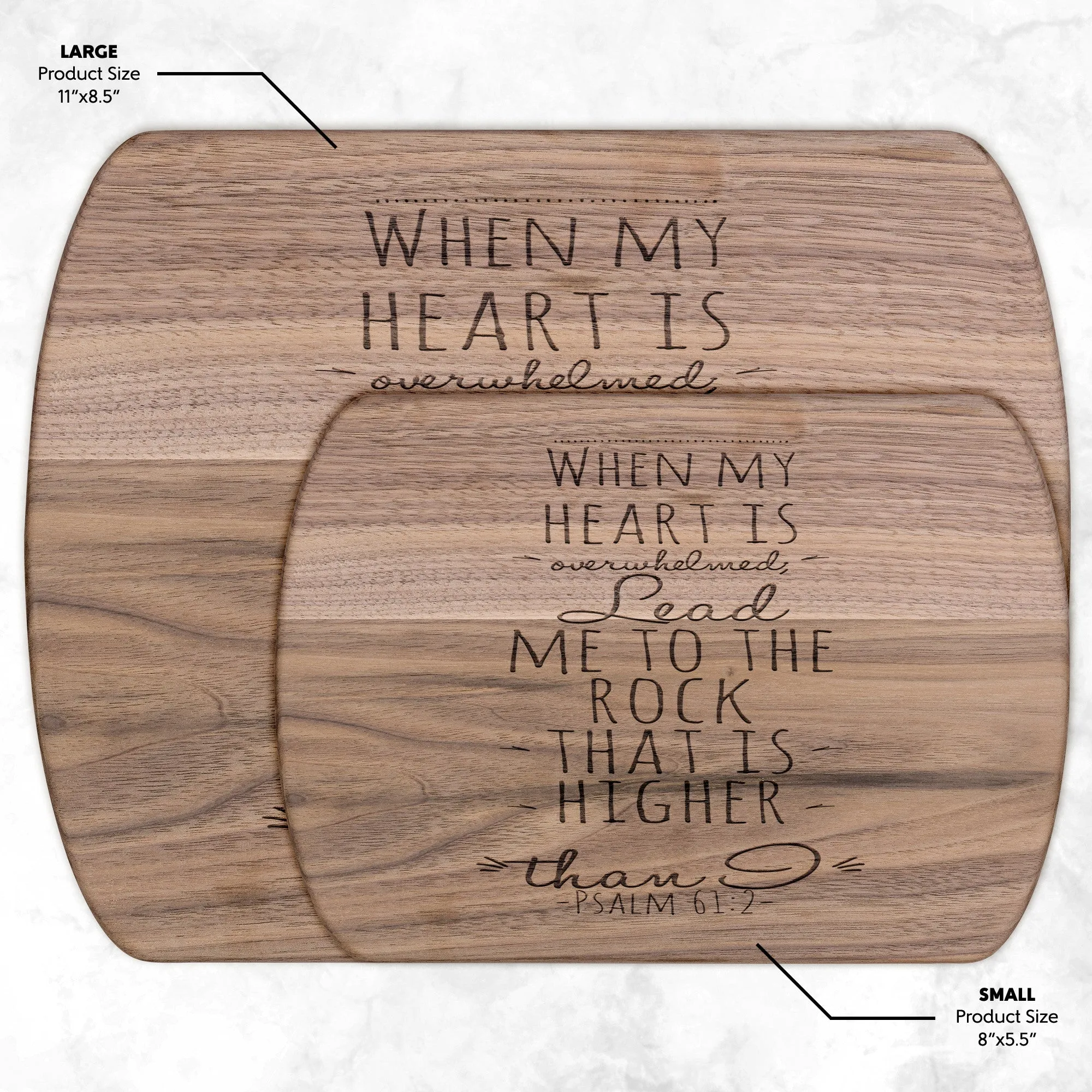 Products Bible Verse Hardwood Oval Cutting Board - Lead Me To The Rock ~Psalm 61:2~ Design 2