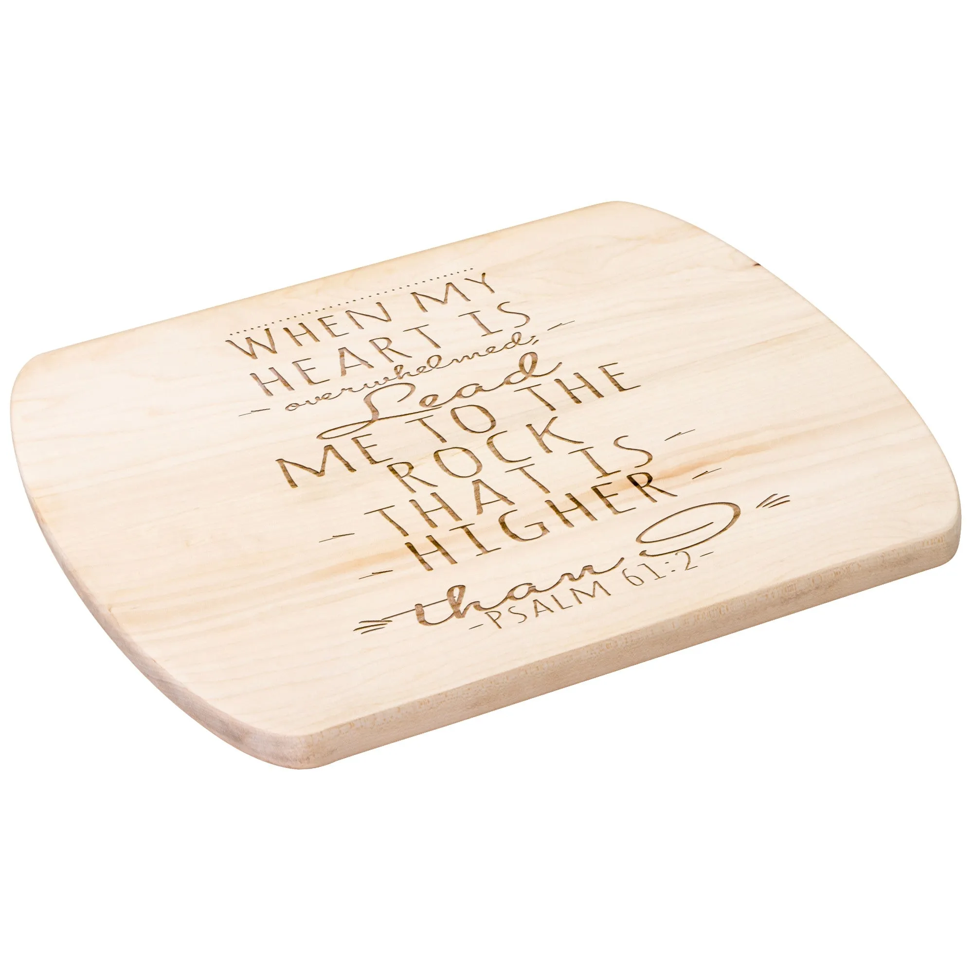 Products Bible Verse Hardwood Oval Cutting Board - Lead Me To The Rock ~Psalm 61:2~ Design 2