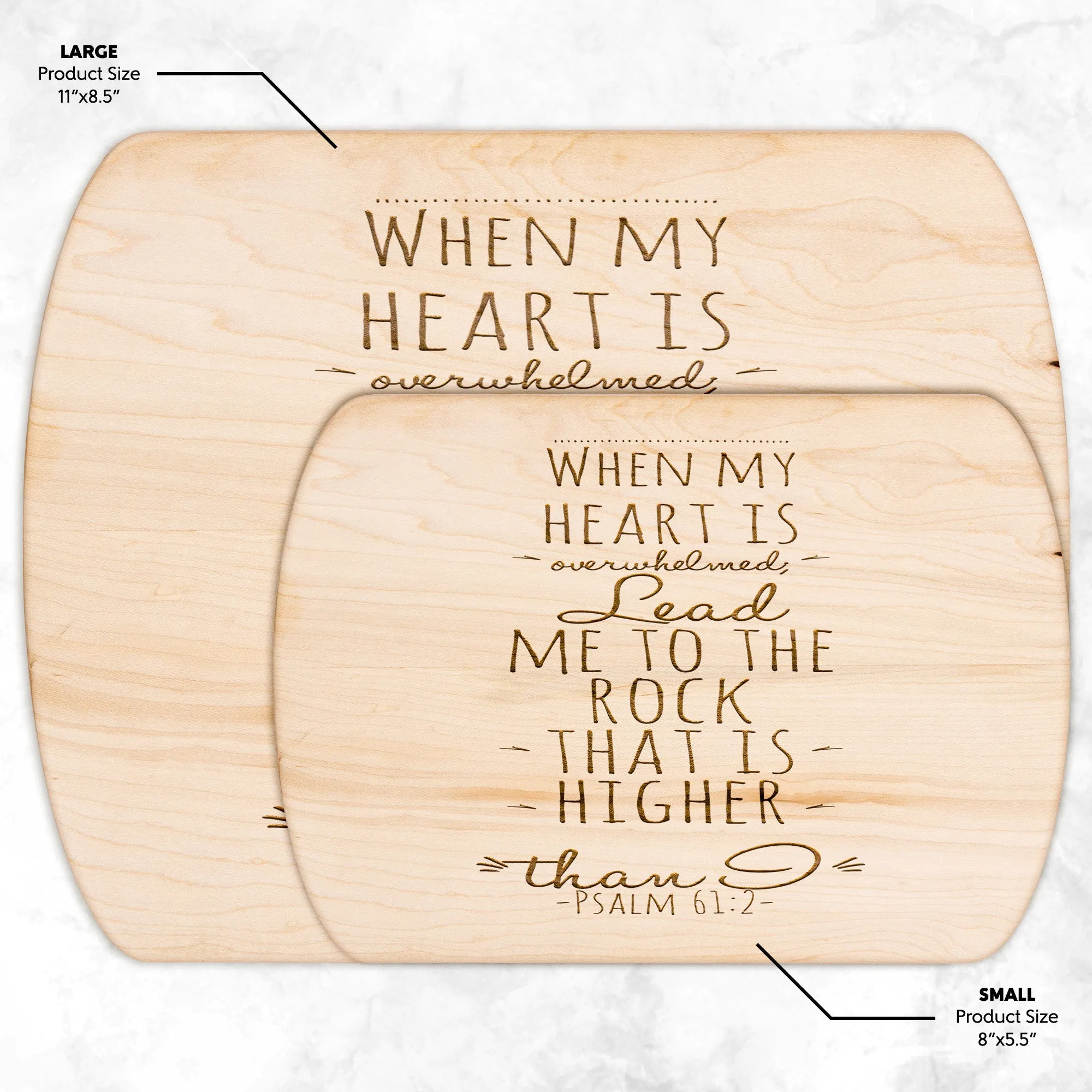 Products Bible Verse Hardwood Oval Cutting Board - Lead Me To The Rock ~Psalm 61:2~ Design 2