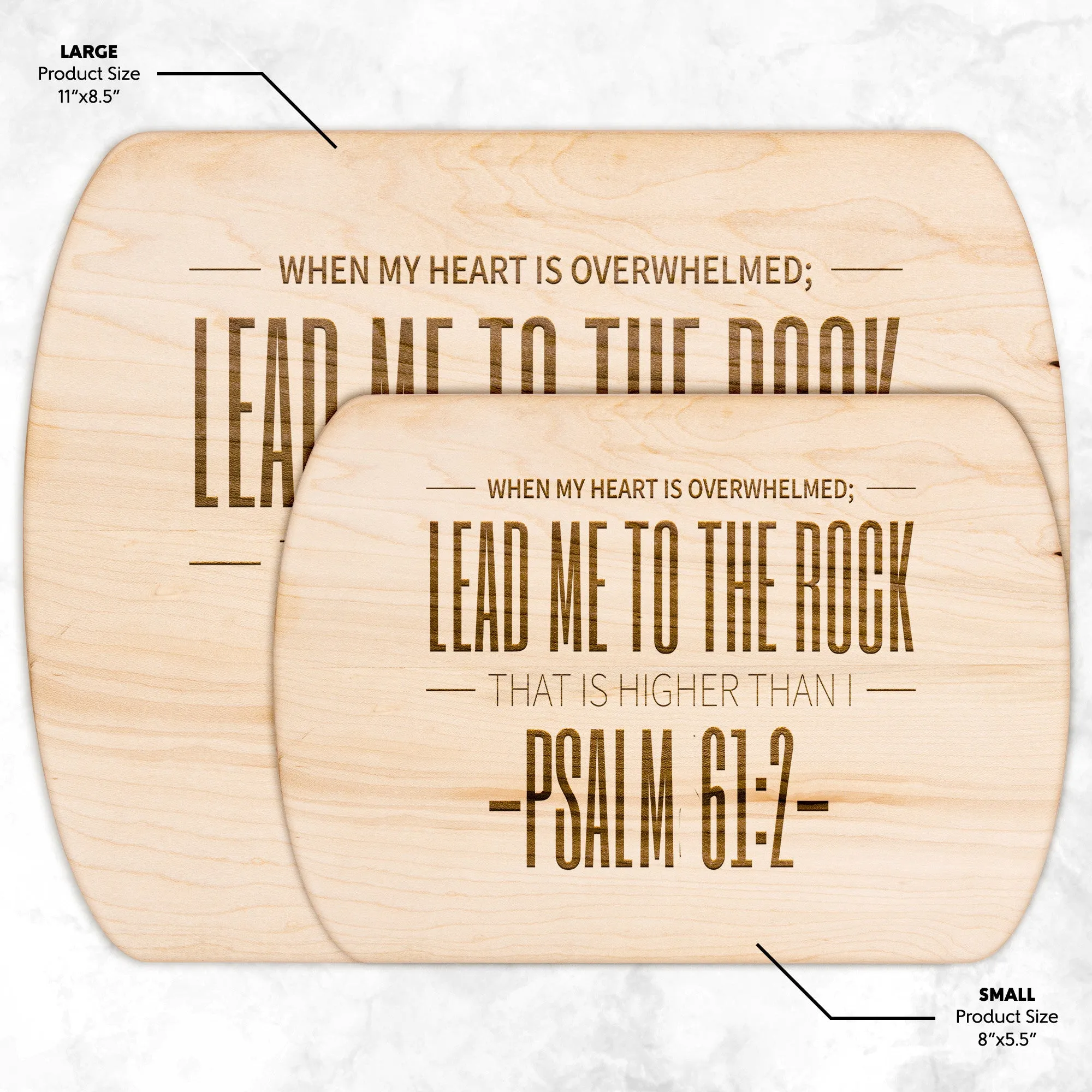 Products Bible Verse Hardwood Oval Cutting Board - Lead Me To The Rock ~Psalm 61:2~ Design 4