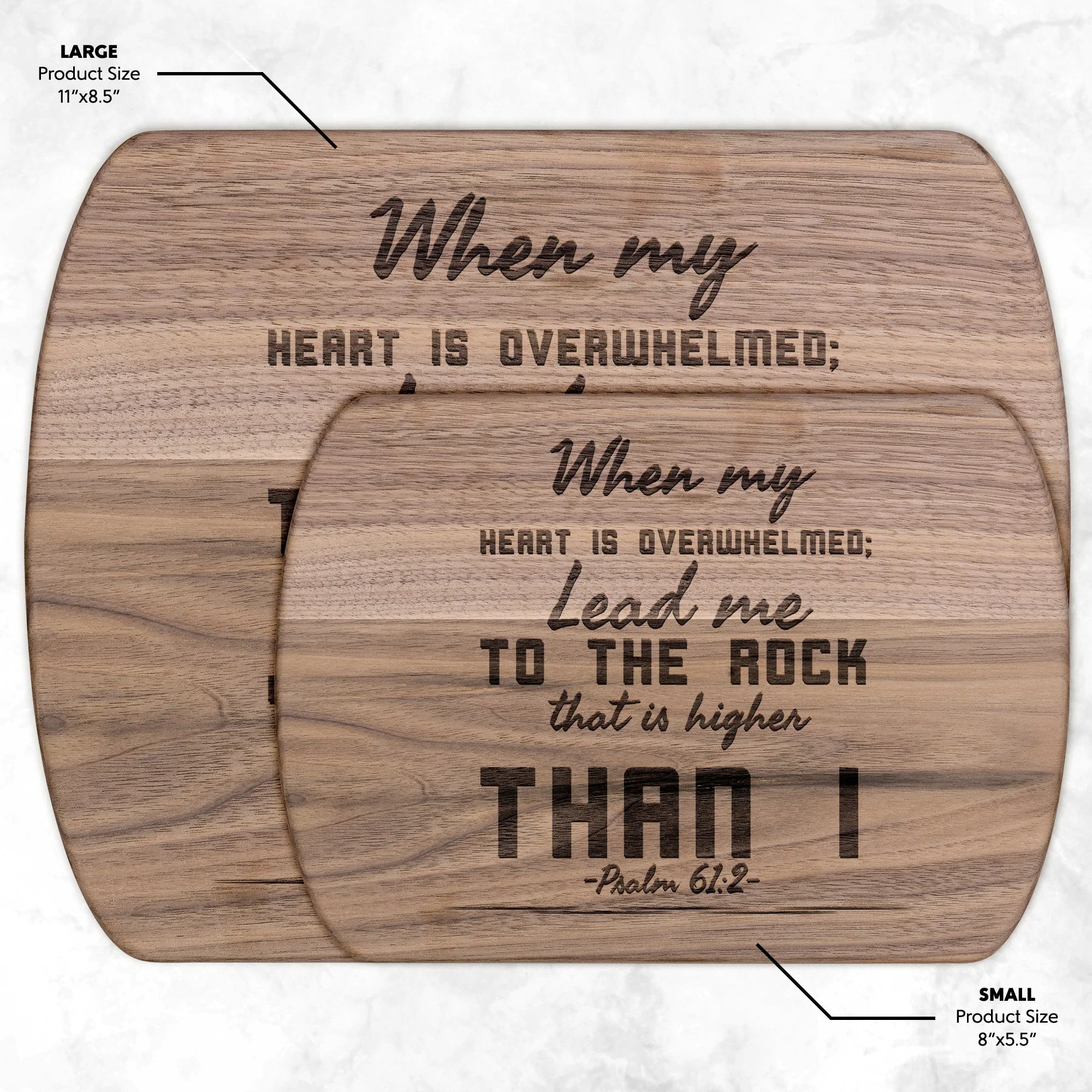 Products Bible Verse Hardwood Oval Cutting Board - Lead Me To The Rock ~Psalm 61:2~ Design 6