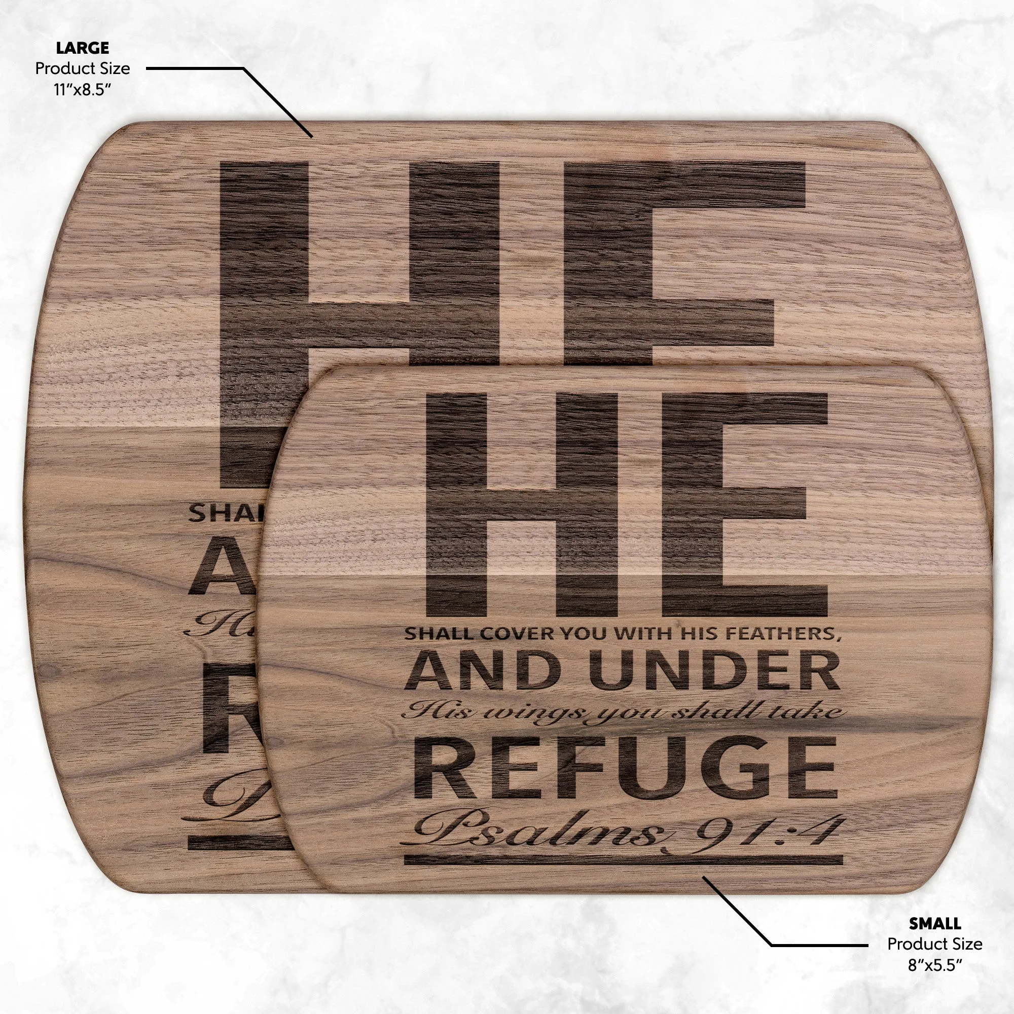 Products Bible Verse Hardwood Oval Cutting Board - Under His Wings You Shall Take Refuge ~Psalm 91:4~ Design 4