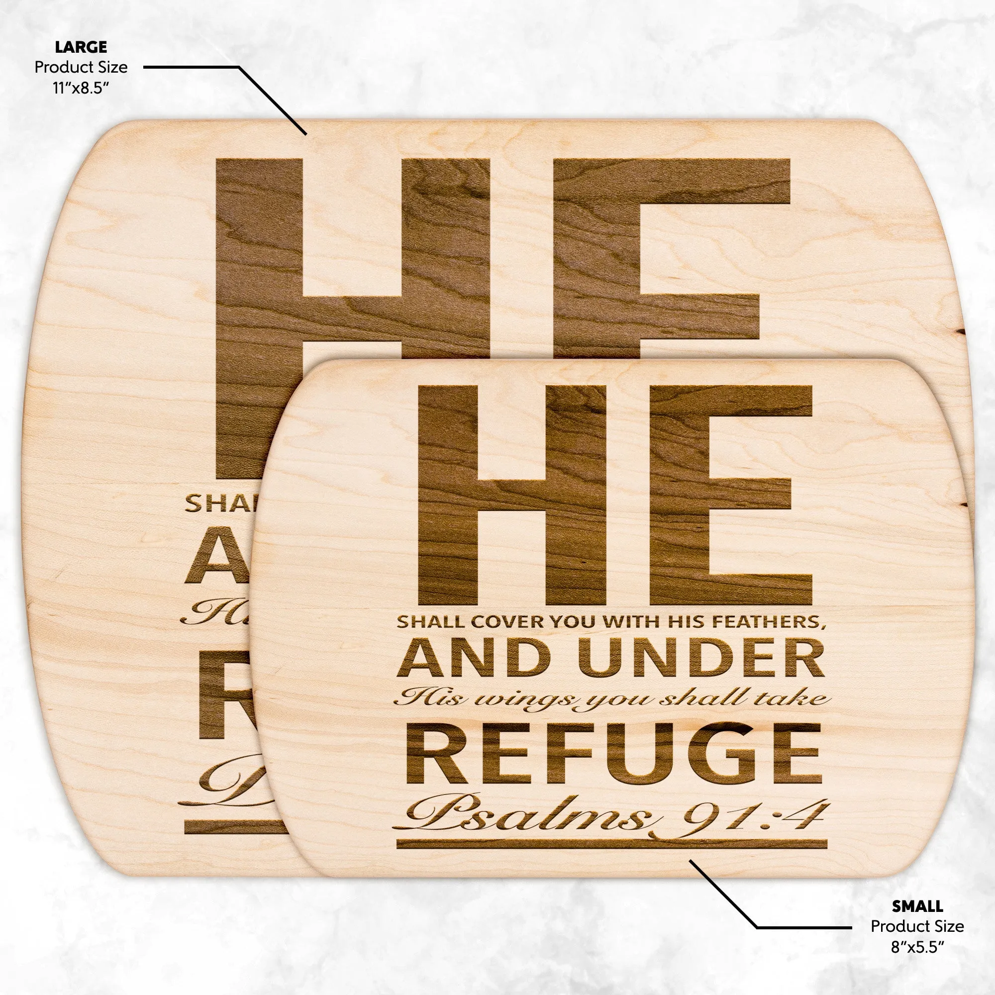 Products Bible Verse Hardwood Oval Cutting Board - Under His Wings You Shall Take Refuge ~Psalm 91:4~ Design 4