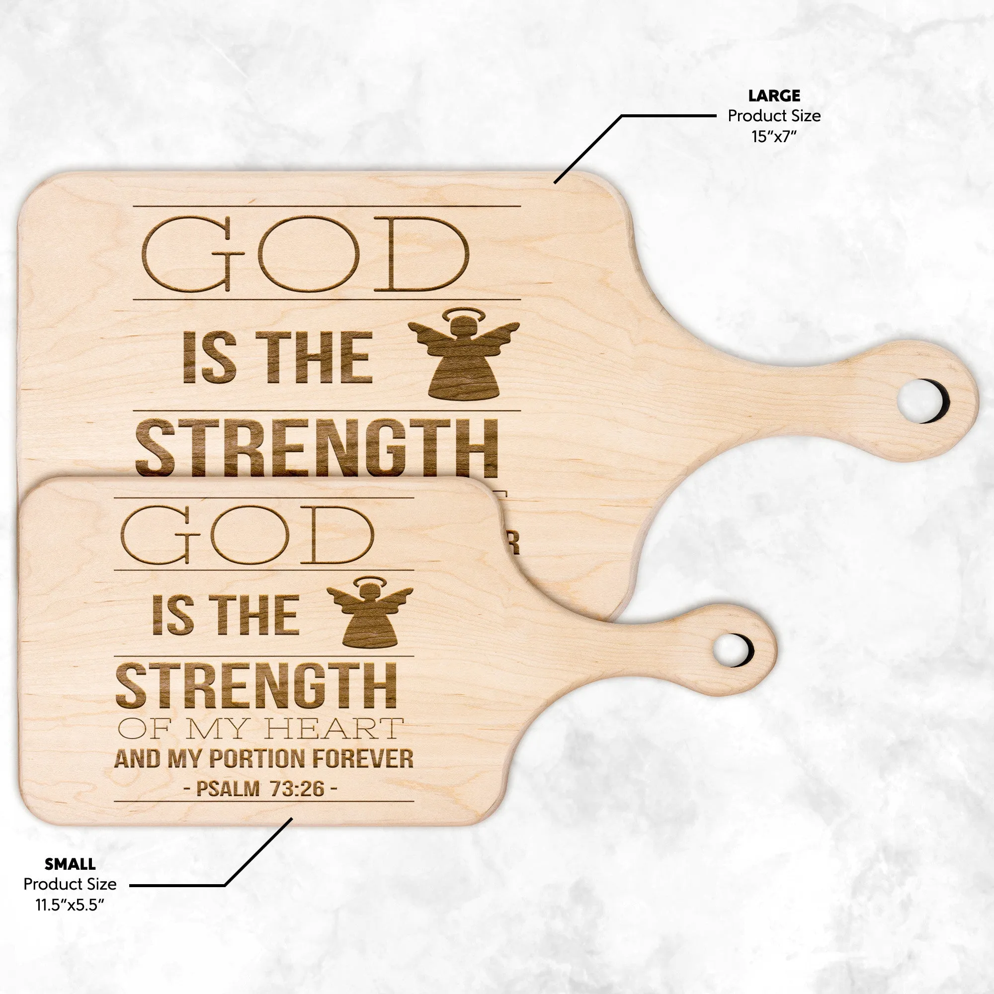 Products Bible Verse Hardwood Paddle Cutting Board - God Is The Strength Of My Heart ~Psalm 73:26~ Design 15