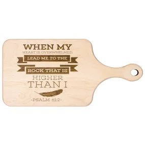 Products Bible Verse Hardwood Paddle Cutting Board - Lead Me To The Rock ~Psalm 61:2~ Design 13