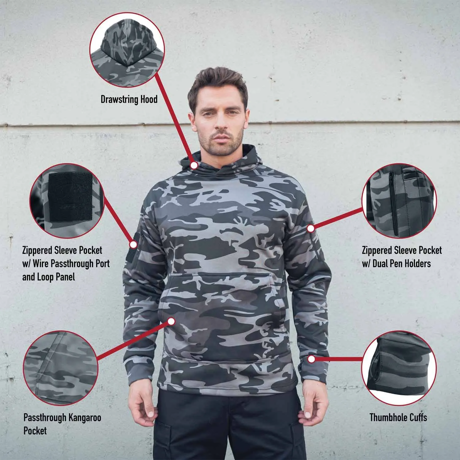 Rothco Concealed Carry Midnight Camo Hoodie