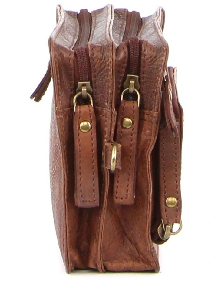 Rustic Leather Organizer Bag in Chestnut