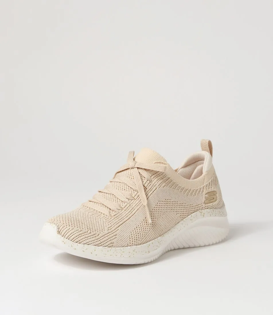 SKECHERS Ultra Flex 3.0 Natural Gold Knit Sneakers