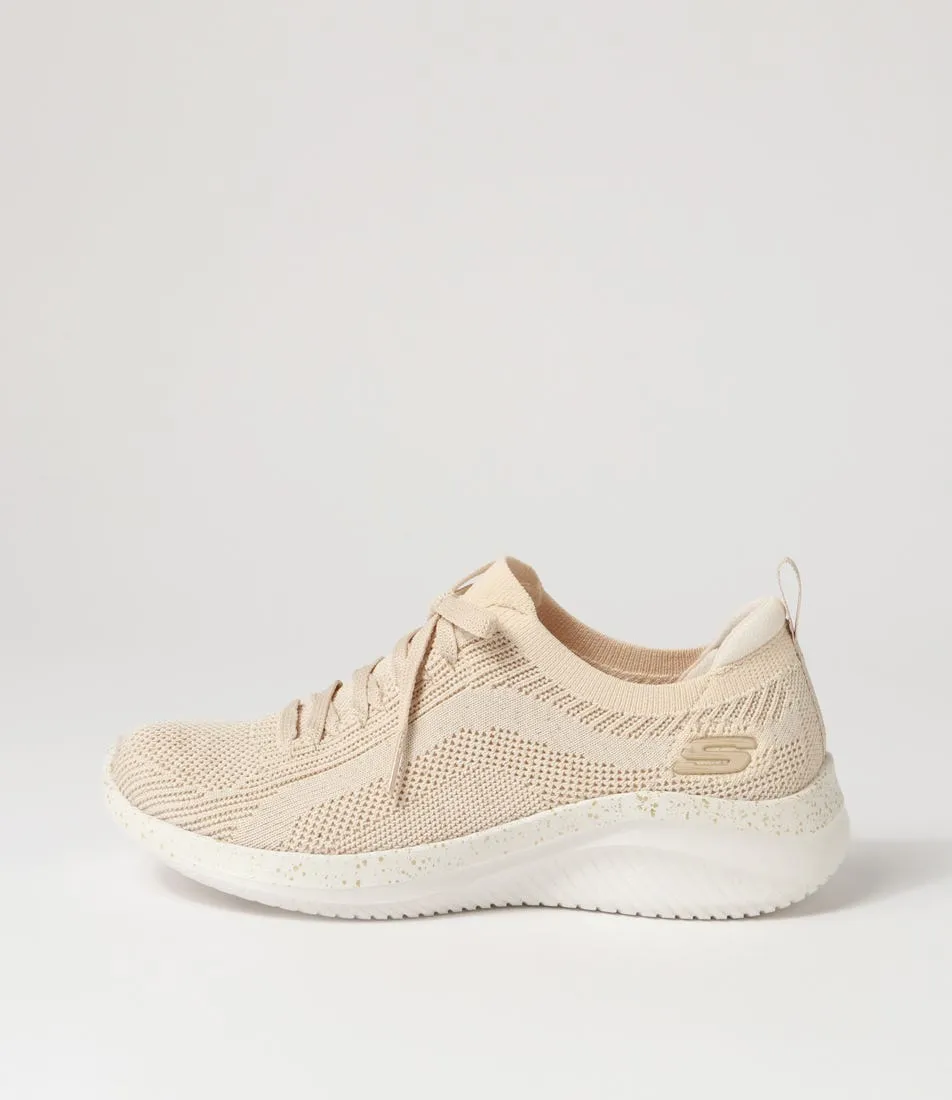 SKECHERS Ultra Flex 3.0 Natural Gold Knit Sneakers