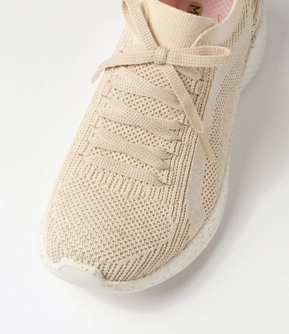 SKECHERS Ultra Flex 3.0 Natural Gold Knit Sneakers